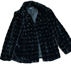 Elegant Black Faux Fur Coat